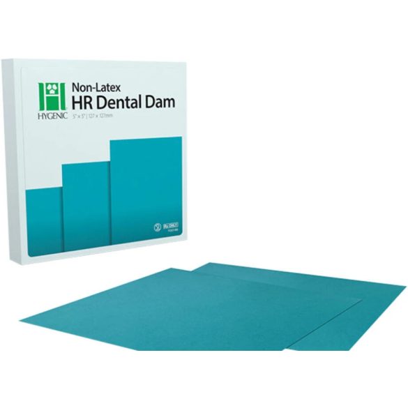 HYGENIC Non-Latex HR Dental Dam kékeszöld 6"x6" (15db)