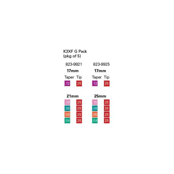 K3XF Ni-Ti G pack  ISO 025 .04-.06-.08-.10-.12 (5db)