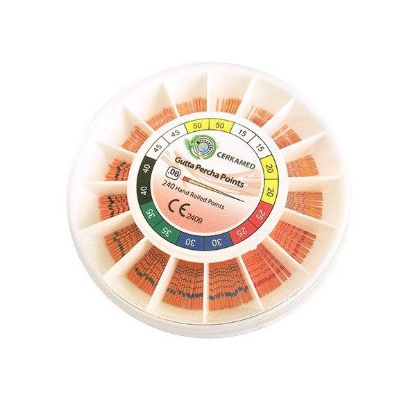 Guttapercha kerek tárolódobozban - 4%-os /015-040 (240 db)