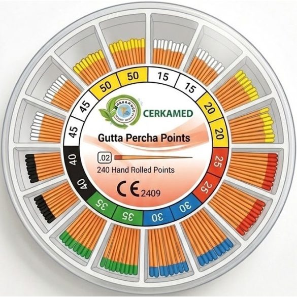 Cerkamed Guttapercha csúcs kerek tárolódobozban 2%-os (240 db)
