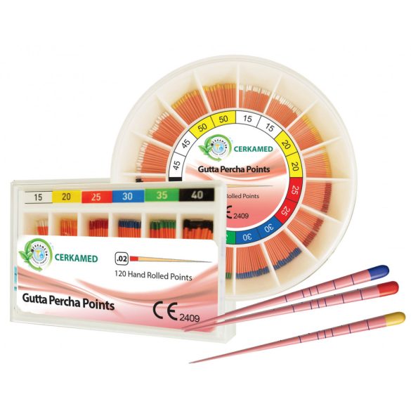 Guttapercha kerek tárolódobozban - 2%-os /015-050 (240 db)